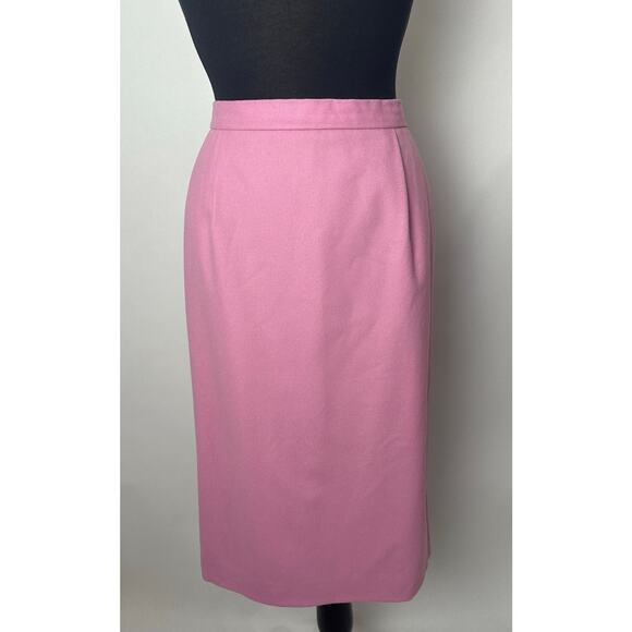 Vintage Pendleton Size 16 Wool Pink Straight Pencil Midi Skirt Academia Retro - Picture 1 of 8